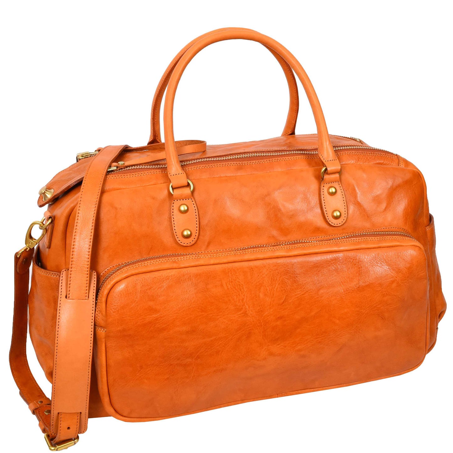 Genuine Leather Large Size Holdall Travel Duffle Bag HOL716 Tan 3