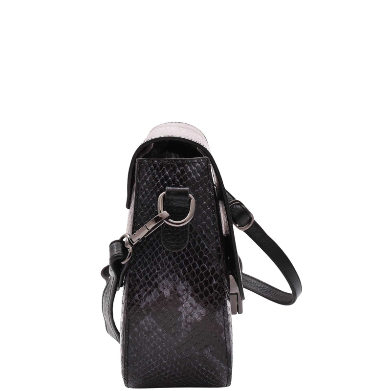 Leather Small Size Cross Body Bag for Women Snake Print Zora Navy 3