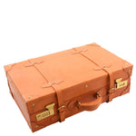 Real Leather Antique Travel Steamer Trunk HOL1188 Tan 1