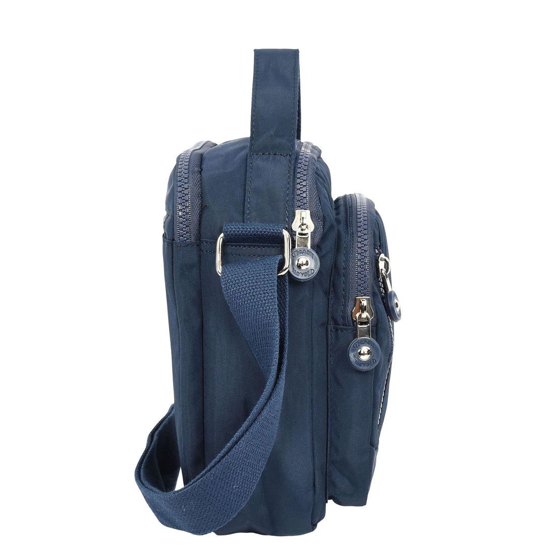 Men's Cross Body Bag Multiple Zip Compartments Lightweight Messenger Bag Shaun Navy