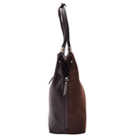 Womens Leather Suede Shoulder Bag Zip Large Brown Hobo Audrey 3