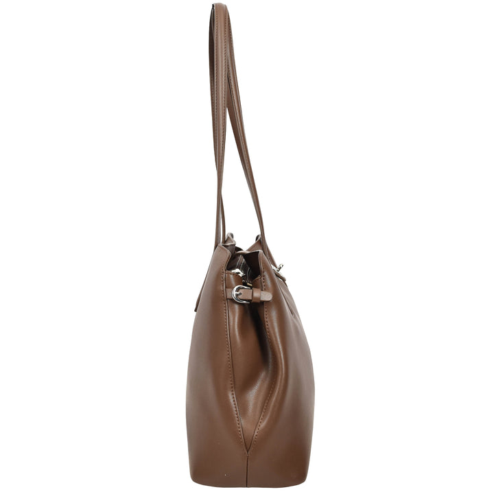 Womens Leather Tote Bag Elegant Shoulder Handbag Ilara Coffee 4