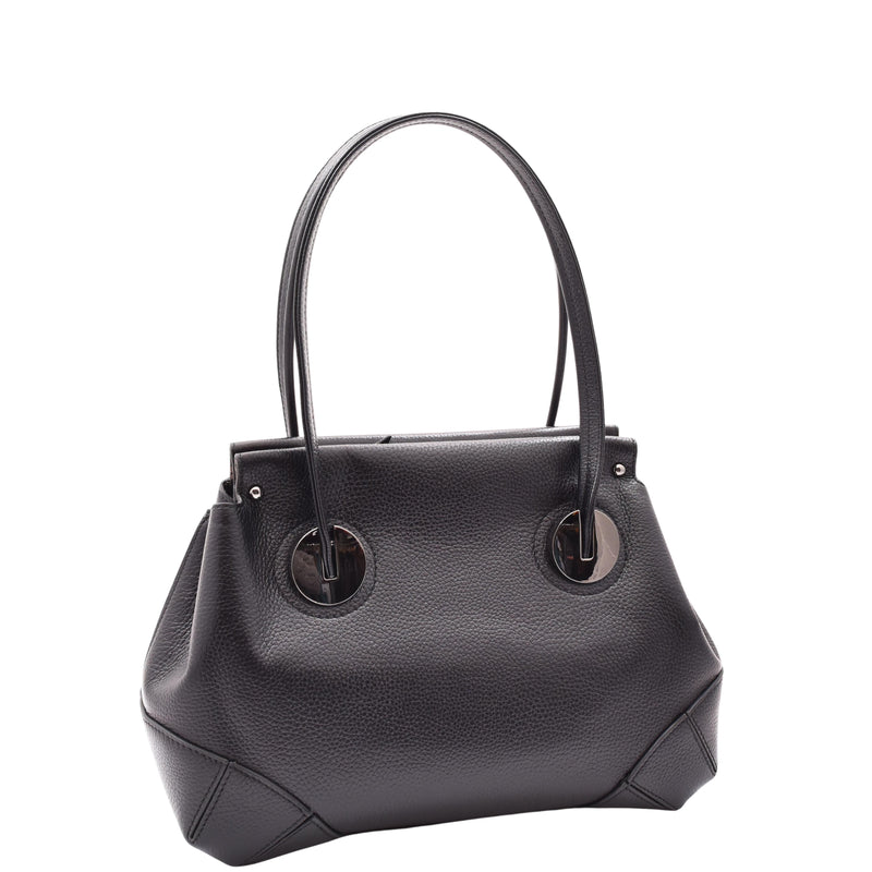 Leather Shoulder bag For Women Zip Medium Tote Handbag Susan Black 3