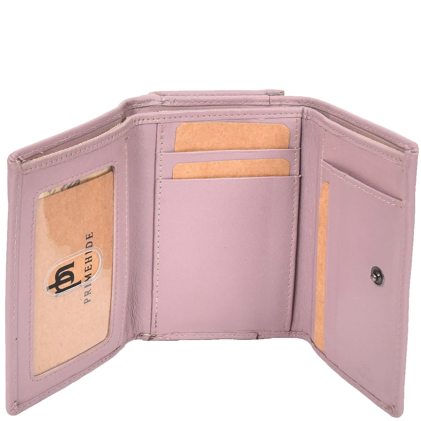 Womens Leather Trifold Metal Frame Purse Small Ravenna Lilac 3