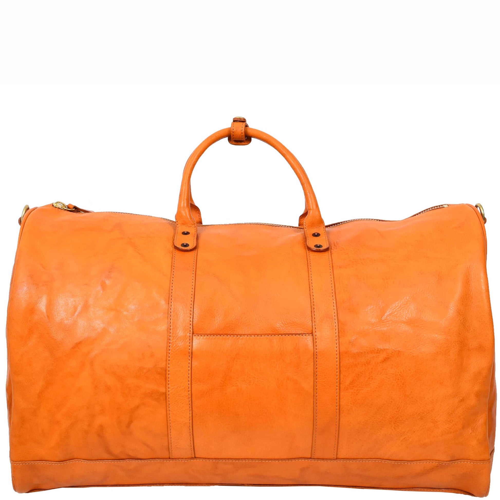 Travel Duffle Bag Genuine Vegetable Leather Large Holdall HOL712 Tan 3