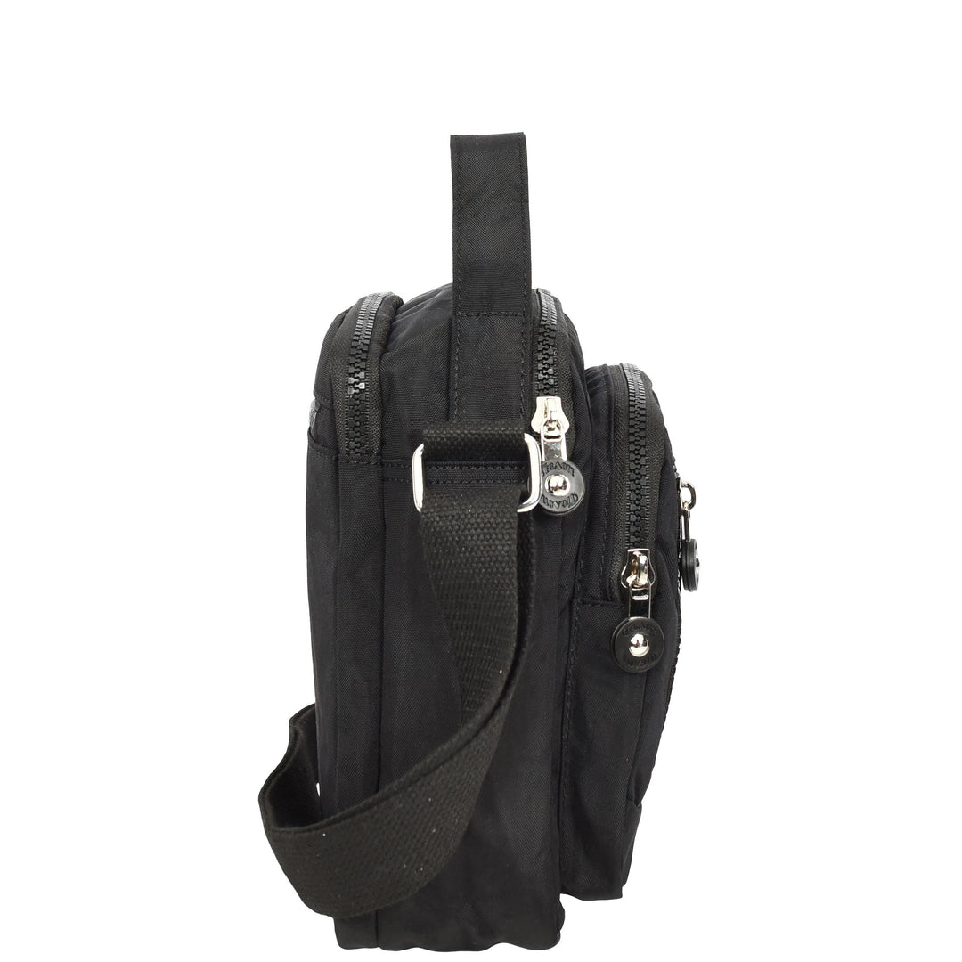 Men's Cross Body Bag Multiple Zip Compartments Lightweight Messenger Bag Shaun Black