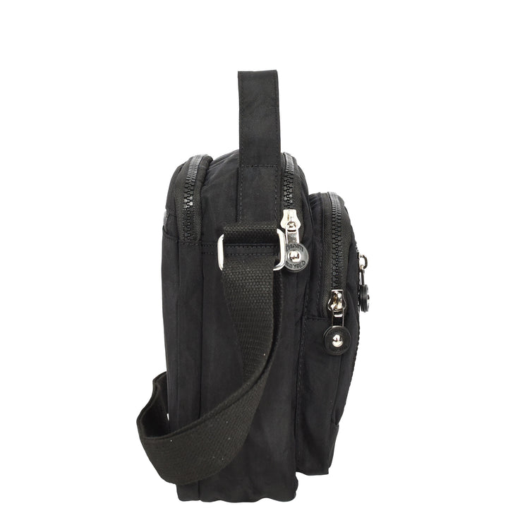 Men's Cross Body Bag Multiple Zip Compartments Lightweight Messenger Bag Shaun Black