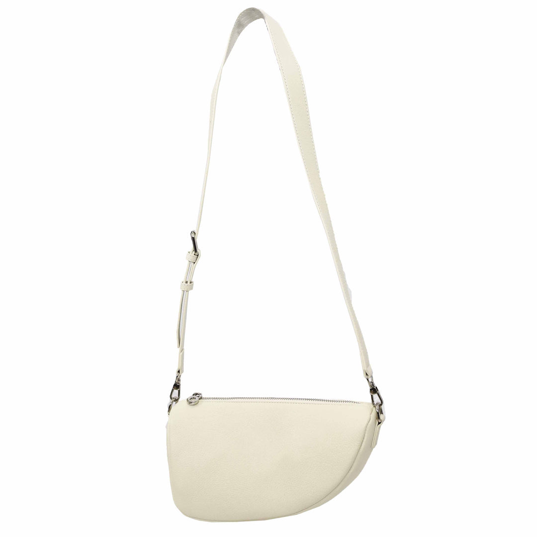 Women's Real Leather Crossbody Bag Half-Moon Style Agnes White 2