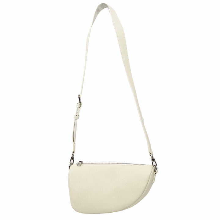 Women's Real Leather Crossbody Bag Half-Moon Style Agnes White 2