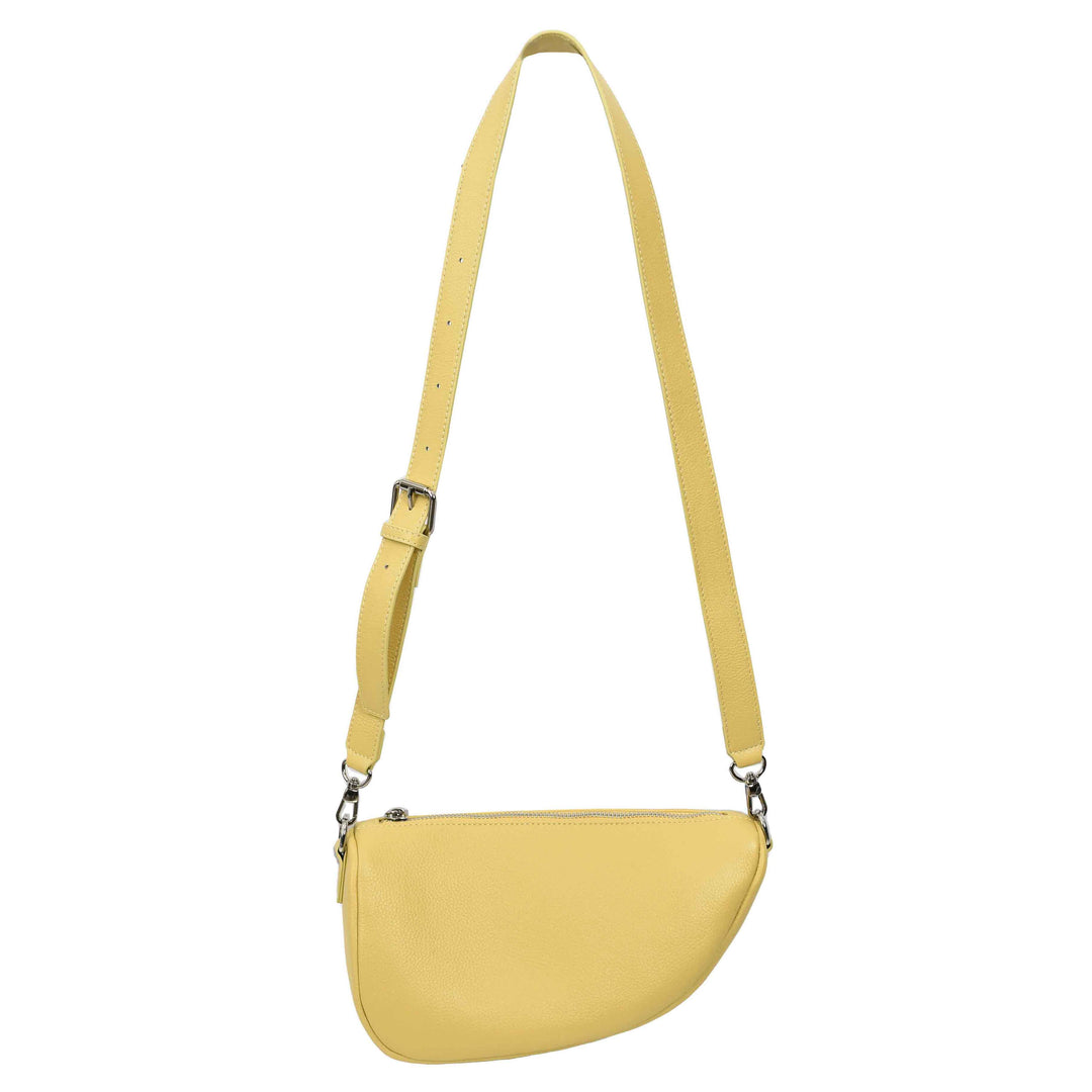 Women's Real Leather Crossbody Bag Half-Moon Style Agnes Yellow 2