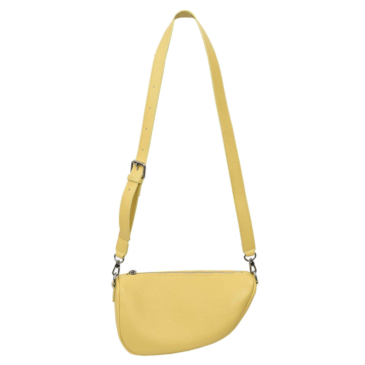Women's Real Leather Crossbody Bag Half-Moon Style Agnes Yellow 2