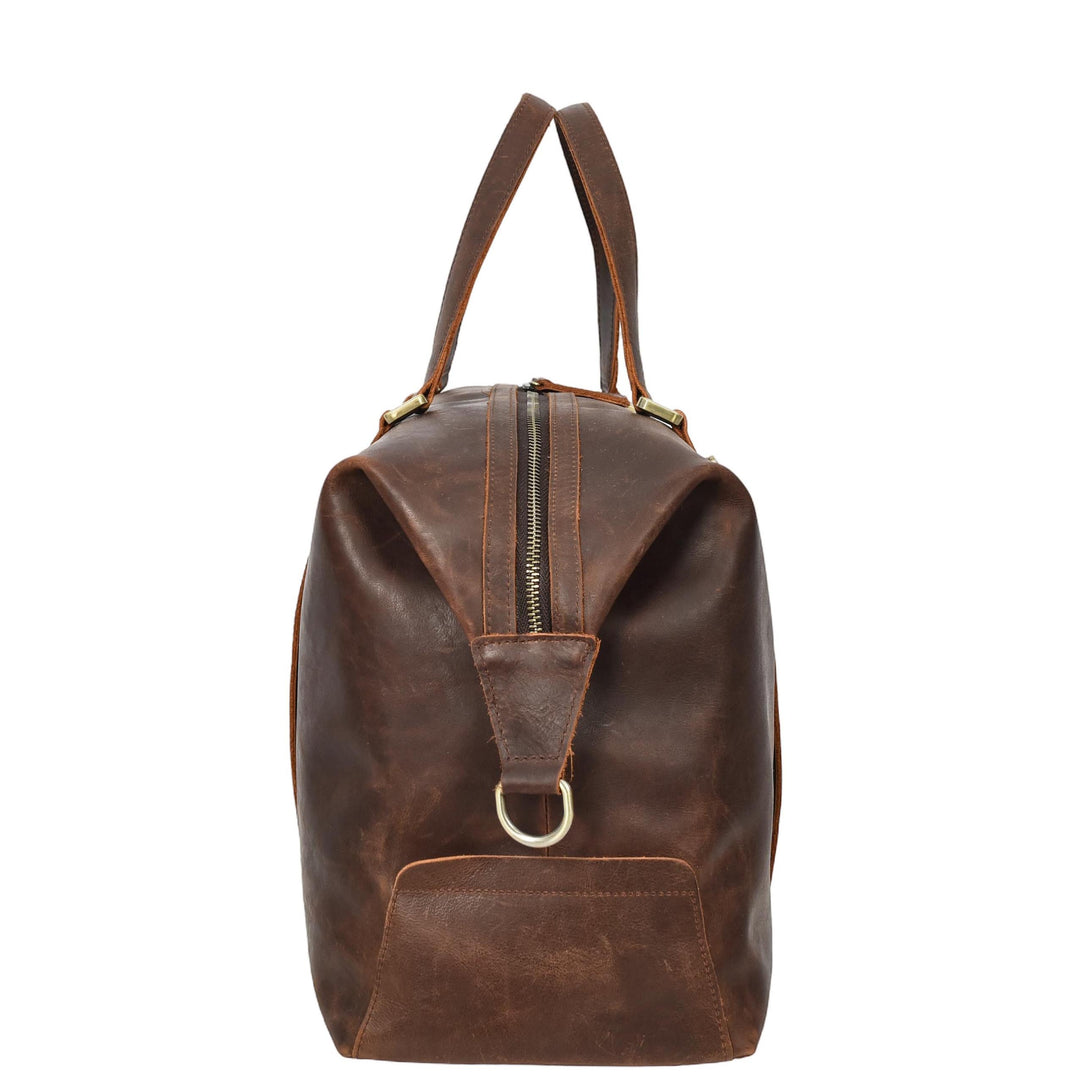 Leather Holdall Weekend Bag Aspen Rust Brown