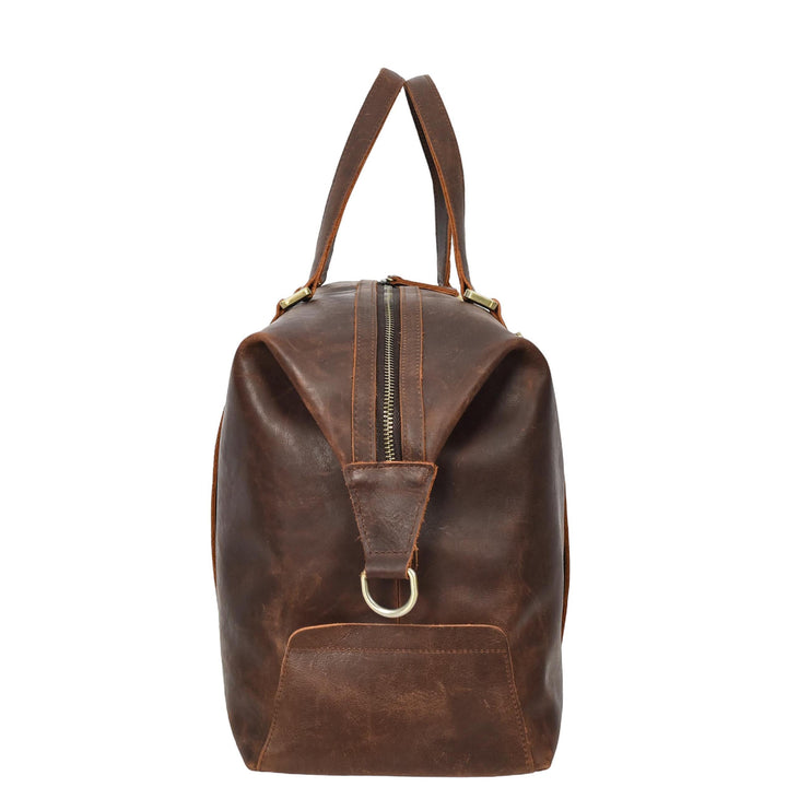 Leather Holdall Weekend Bag Aspen Rust Brown