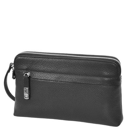 Real Leather Pouch Wrist Bag Stirling Black 3