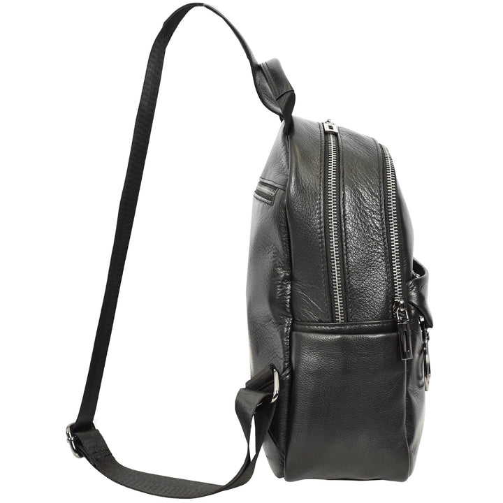 Women’s Organiser Rucksack Soft Leather Backpack Casual Daypack Kaia Black 4