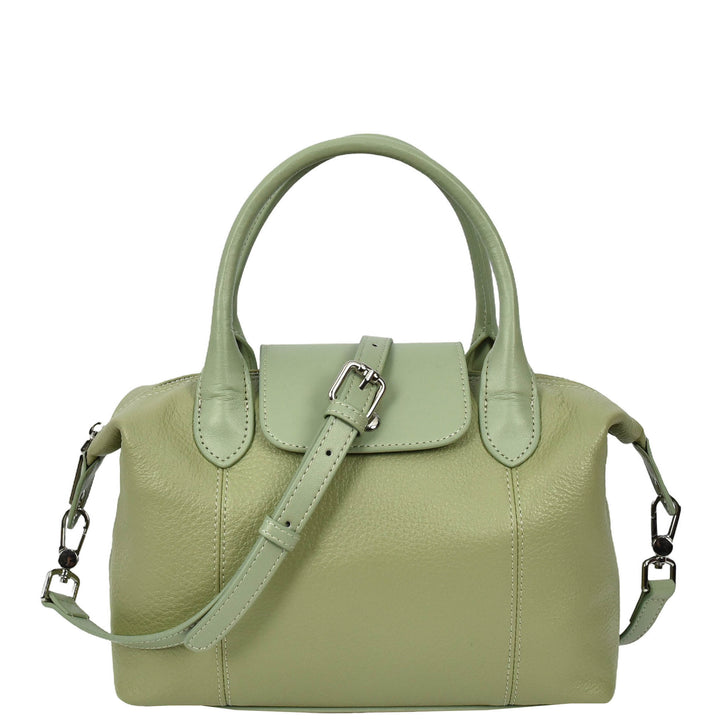 Womens Real Leather Handbag Small Top-Handle Tote Style Quinn Mint Green