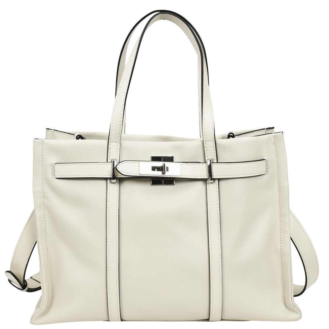 Women's Real Leather Handbag Detachable Strap Shoulder Bag Raven White 9