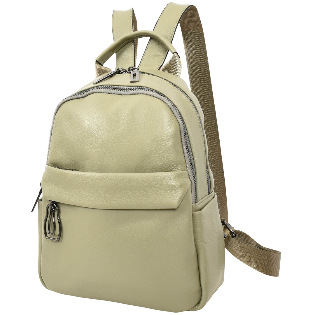 Women’s Organiser Rucksack Soft Leather Backpack Casual Daypack Kaia Mint Green 8