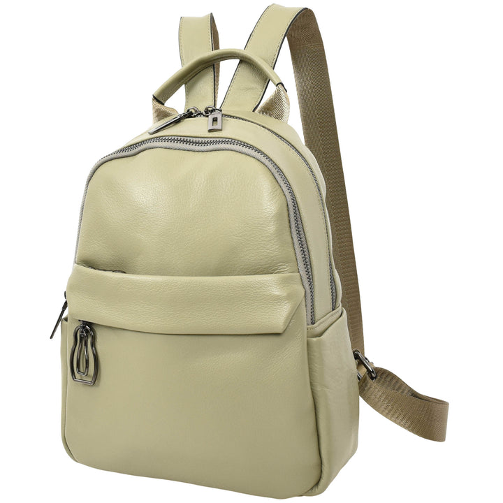 Women’s Organiser Rucksack Soft Leather Backpack Casual Daypack Kaia Mint Green 8