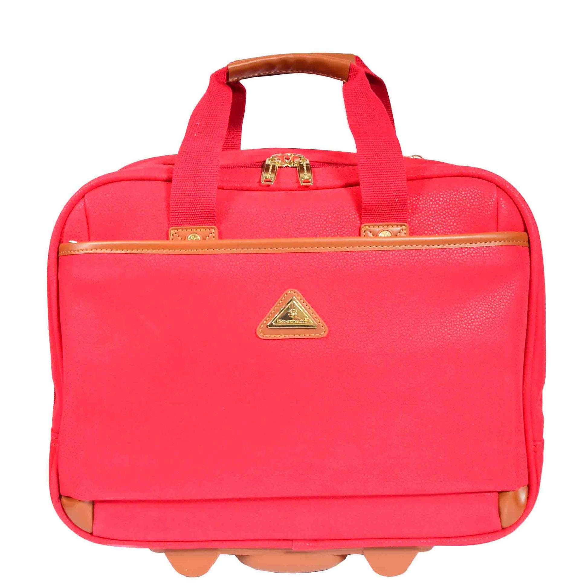 Pilot Case with Wheels Faux Suede Briefcase Style CADIZ Red 3