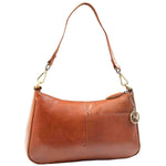 Womens Classic Leather Shoulder Cross Body Bag ATHENS Cognac 1