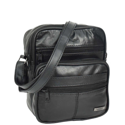 Soft Leather Man Bag Mens Cross Body Messenger Pouch HOL1541 Black 3