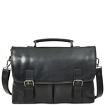 Mens Real Leather Briefcase Cross Body Classic Bag TOM Black 3