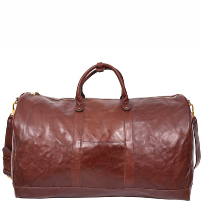 Travel Duffle Bag Genuine Vegetable Leather Large Holdall HOL712 Brown 3