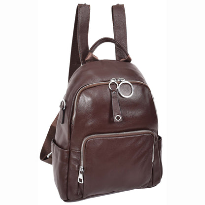 Womens Real Leather Casual Backpack Eliza Coffee