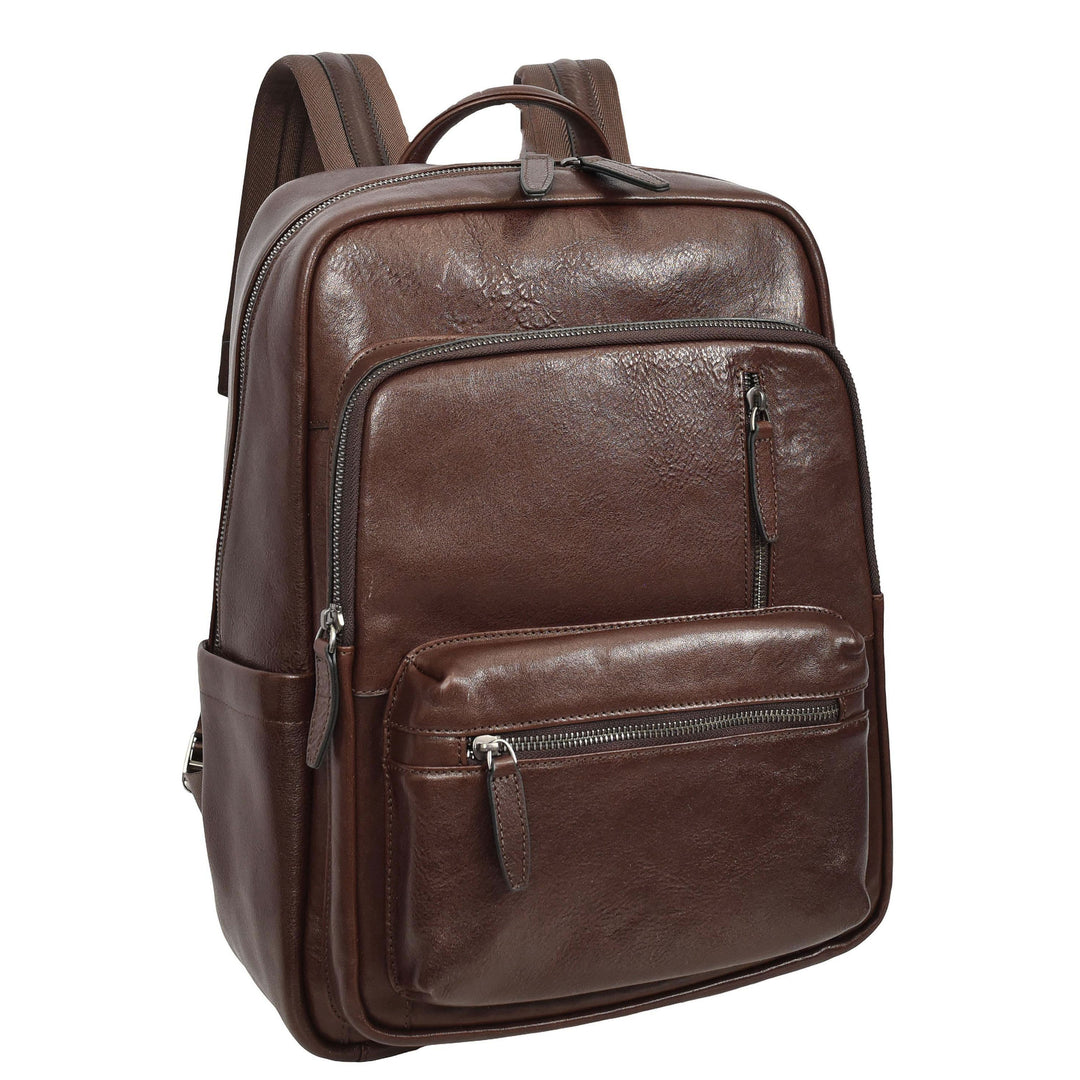Real Leather Laptop Backpack Daypack Rucksack for Work & Travel Ridge Brown