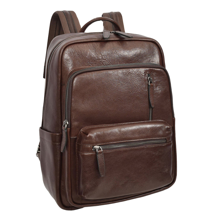 Real Leather Laptop Backpack Daypack Rucksack for Work & Travel Ridge Brown