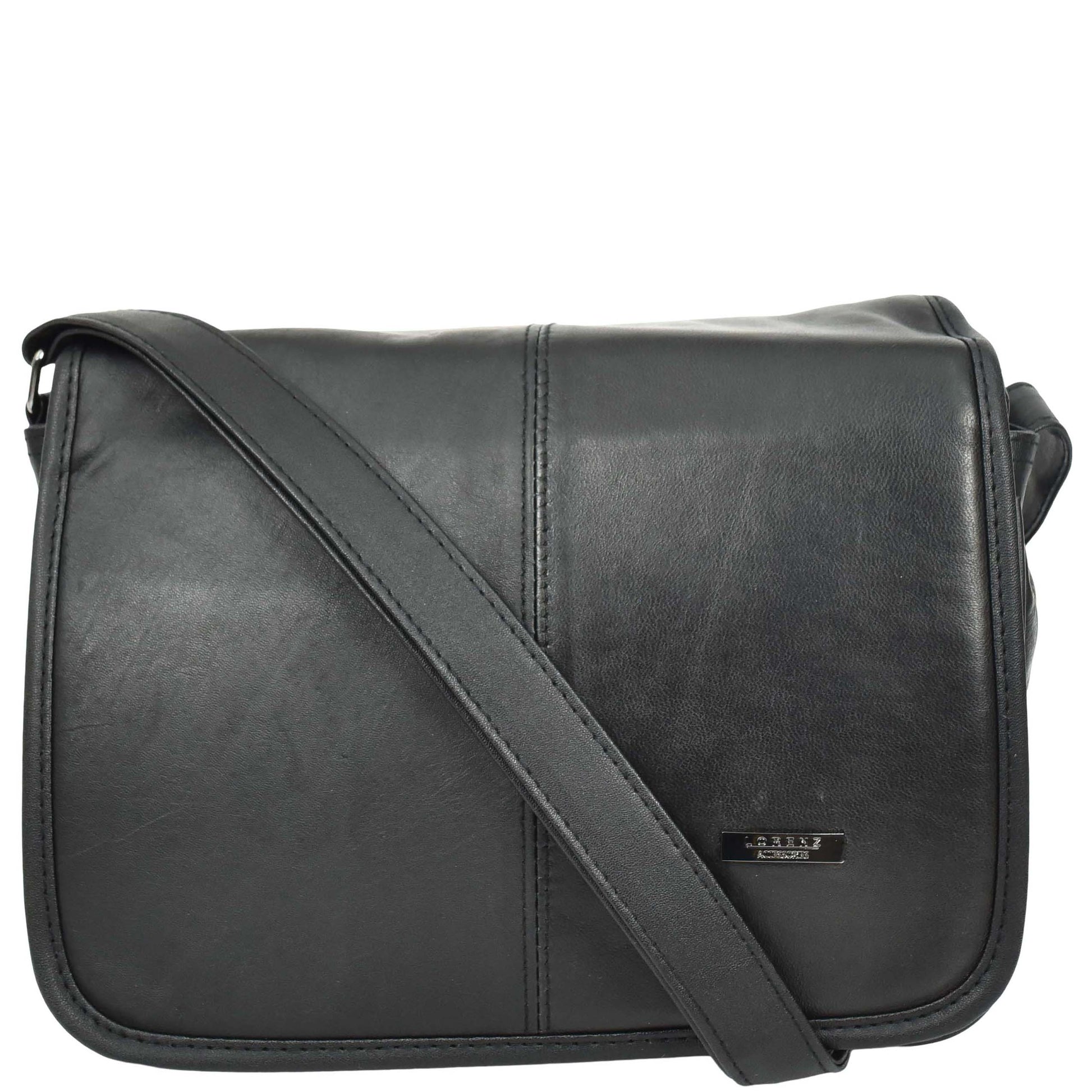 Womens Messenger Cross Body Leather Bag Medium HOL1591 Black 3