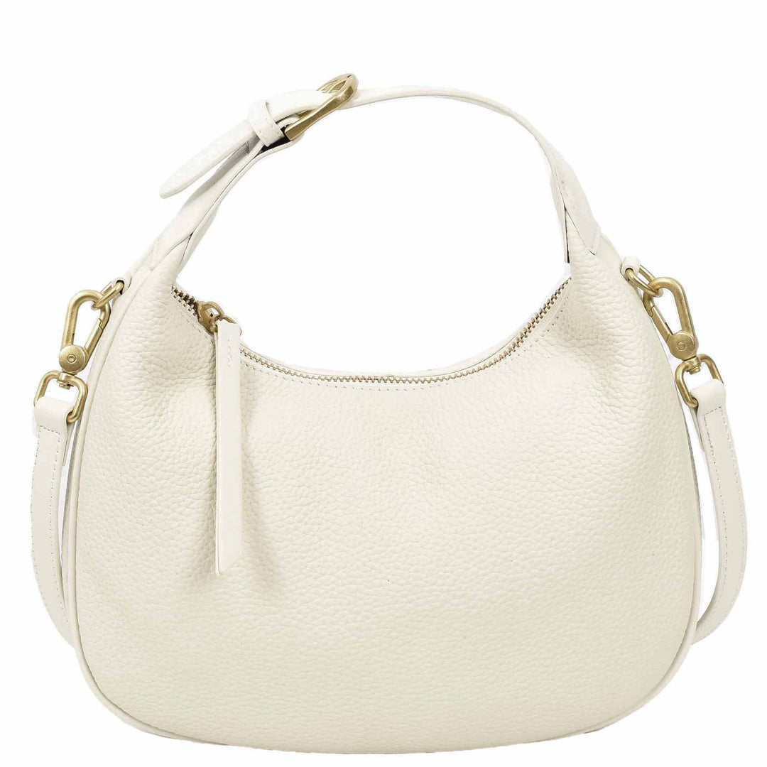 Women's Oval Shoulder Bag Leather Hobo Purse Dakota White 2