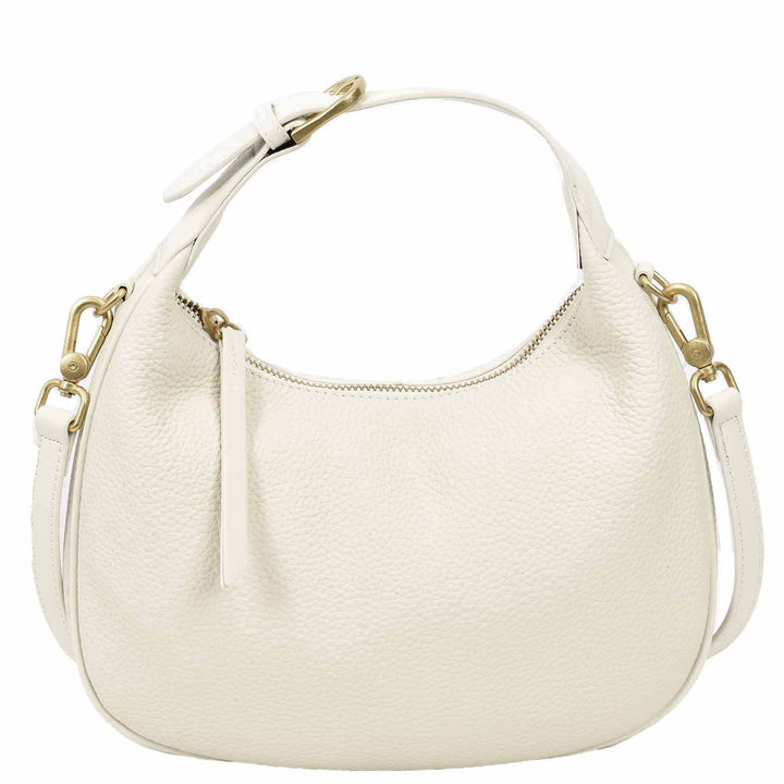 Women's Oval Shoulder Bag Leather Hobo Purse Dakota White 2