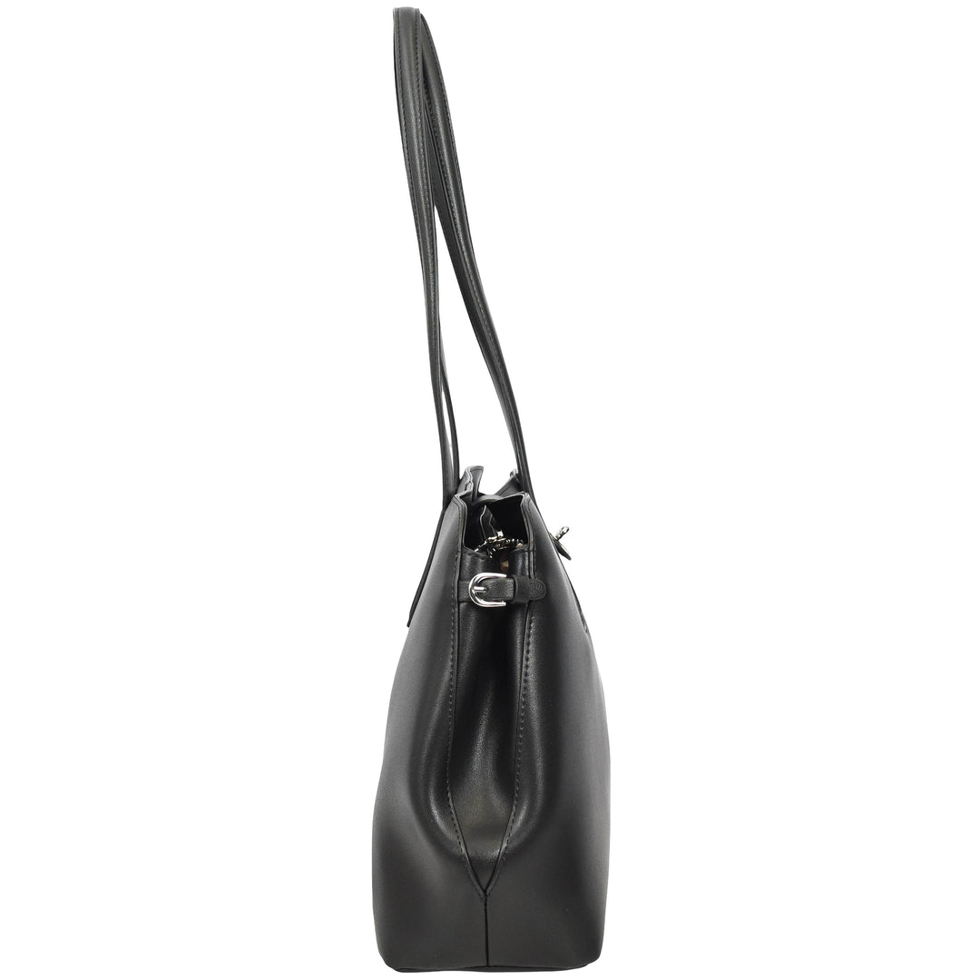 Womens Leather Tote Bag Elegant Shoulder Handbag Ilara Black 3