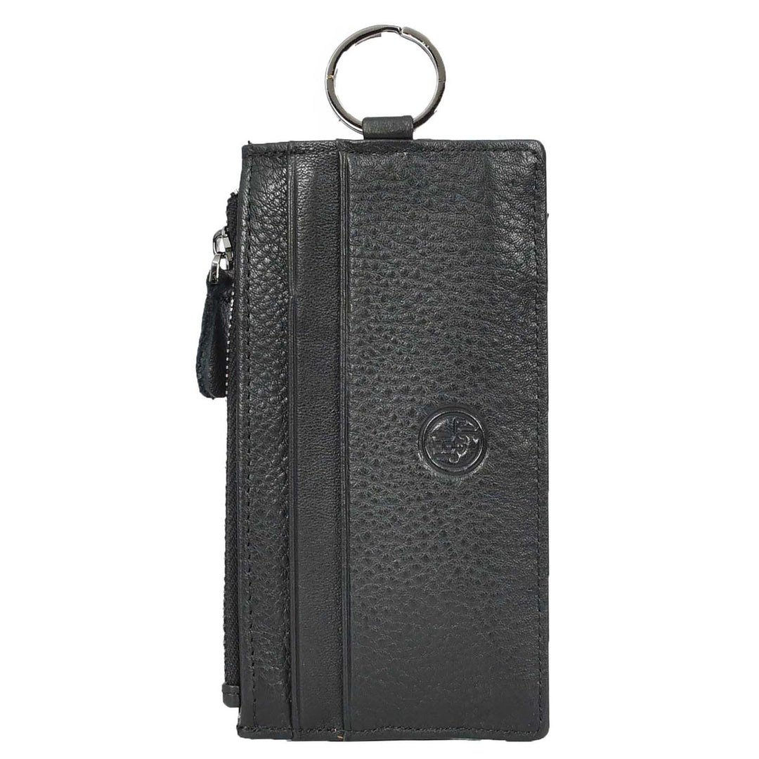 Real Leather Key Case Wallet Large Size Car key Holder Organiser Pouch Trois Black