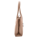 Leather Classic Tote Style Zip Opening Large Shoulder Bag CYNTHIA Taupe 3