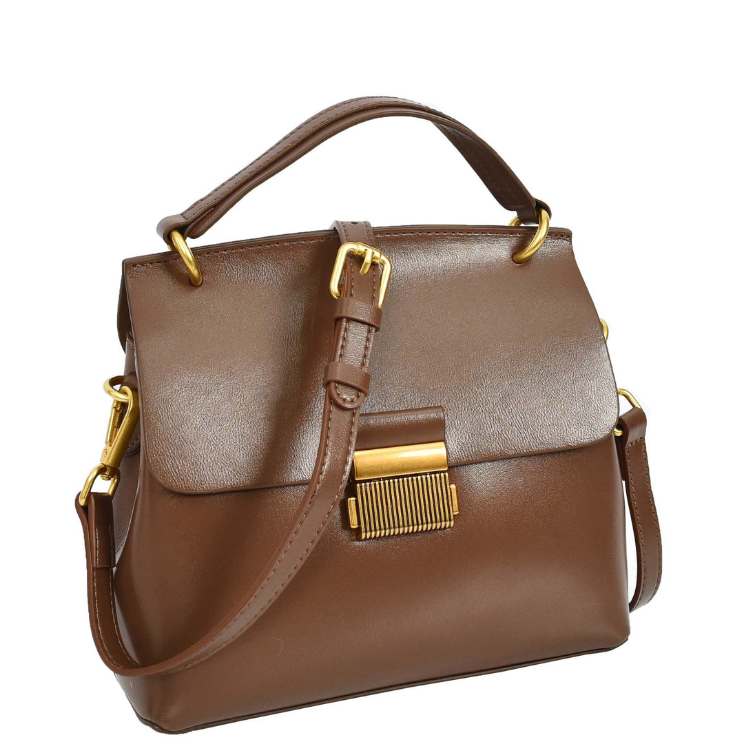 Womens Real Leather Small Handbag Gabriella Khaki