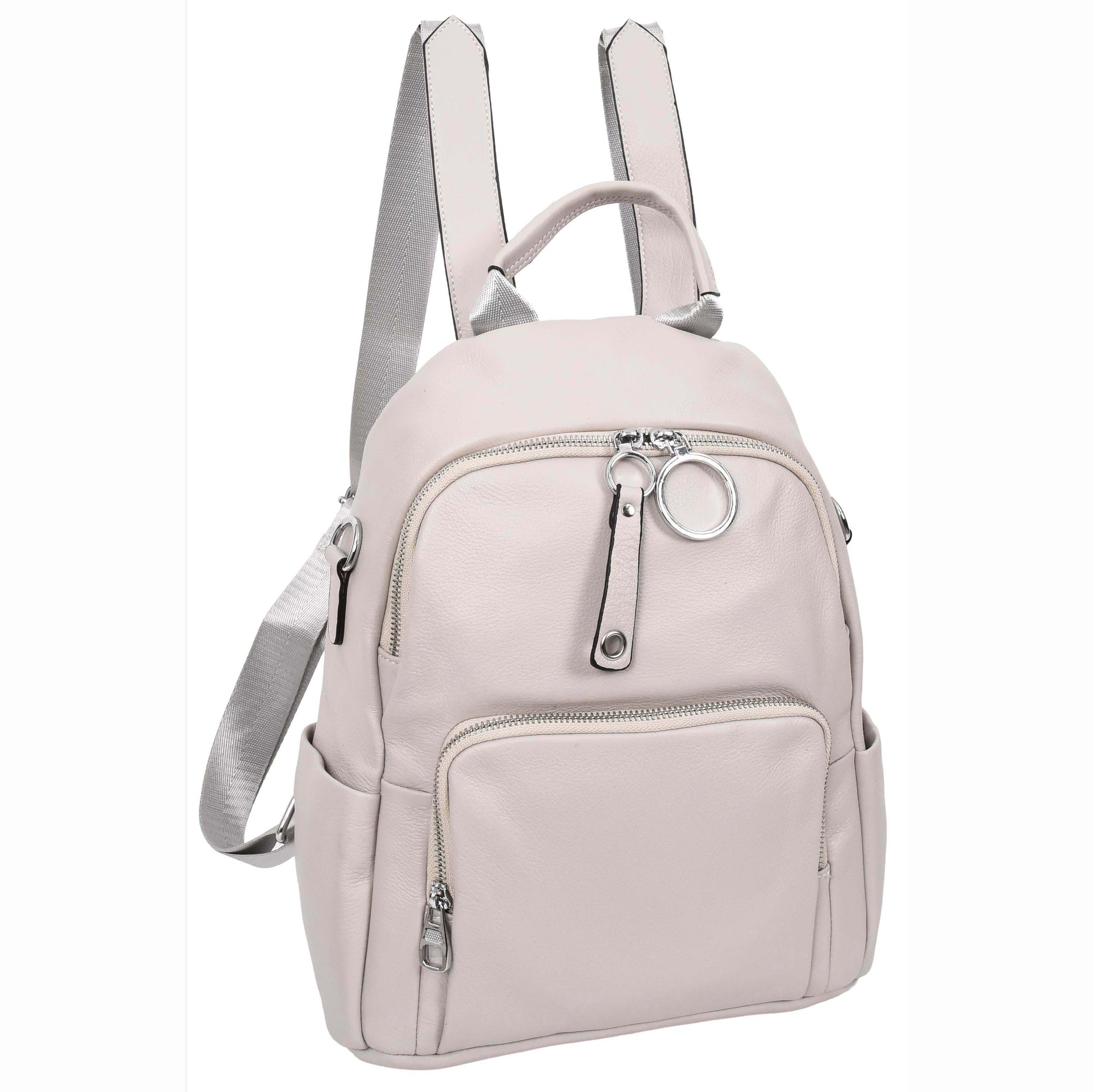 Womens Real Leather Casual Backpack Eliza Grey