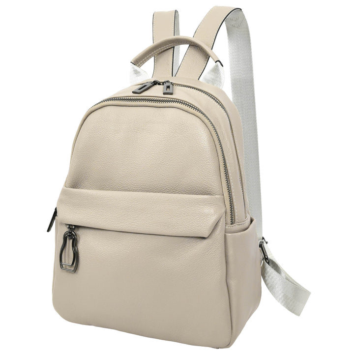Women’s Organiser Rucksack Soft Leather Backpack Casual Daypack Kaia White 8
