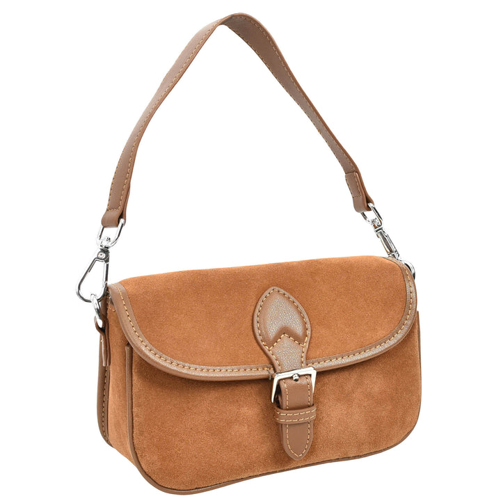 Women’s Real Suede Crossbody Bag Small Handbag Elodie Tan 10