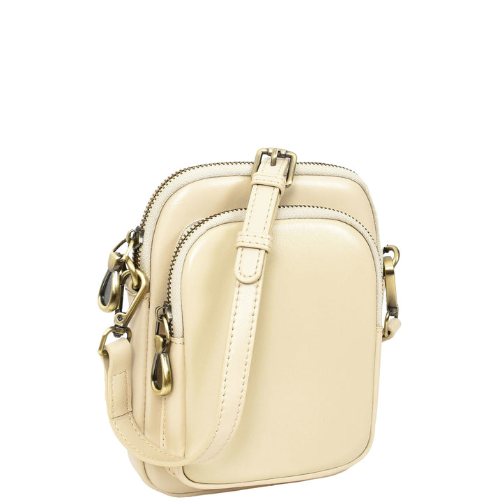 Womens Real Leather Sling Pouch Small Crossbody Bag Isobel Off White