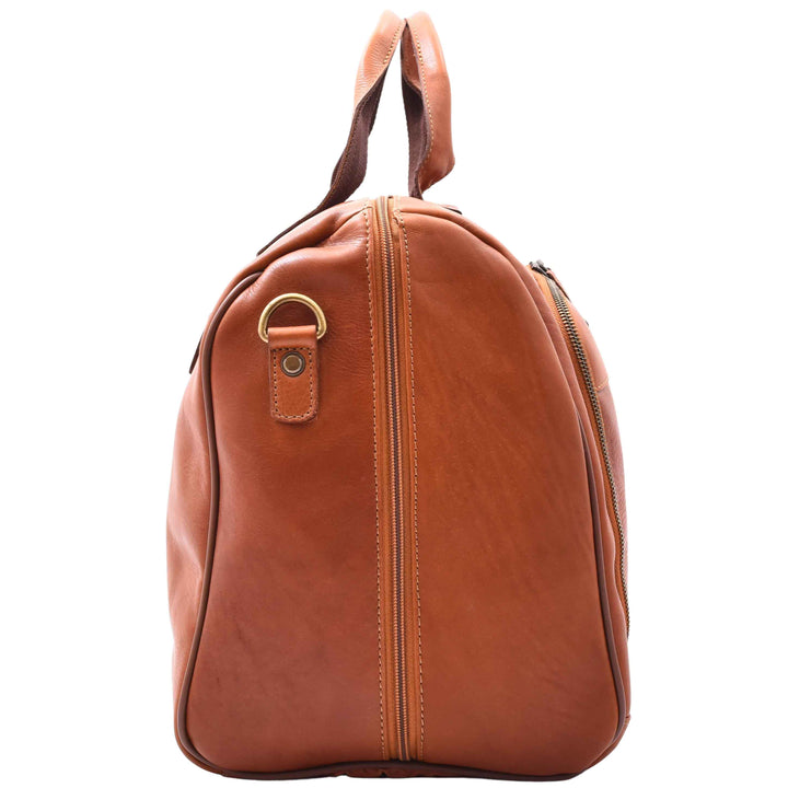 Genuine Leather Travel Holdall Overnight Bag HL015 Honey 3