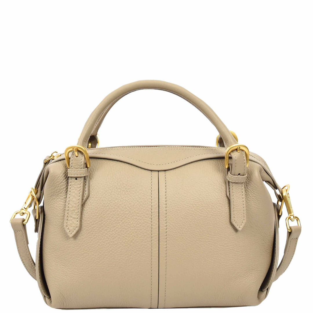 Women's Leather Satchel Handbag Top Handle Crossbody Purse Freya Taupe 2