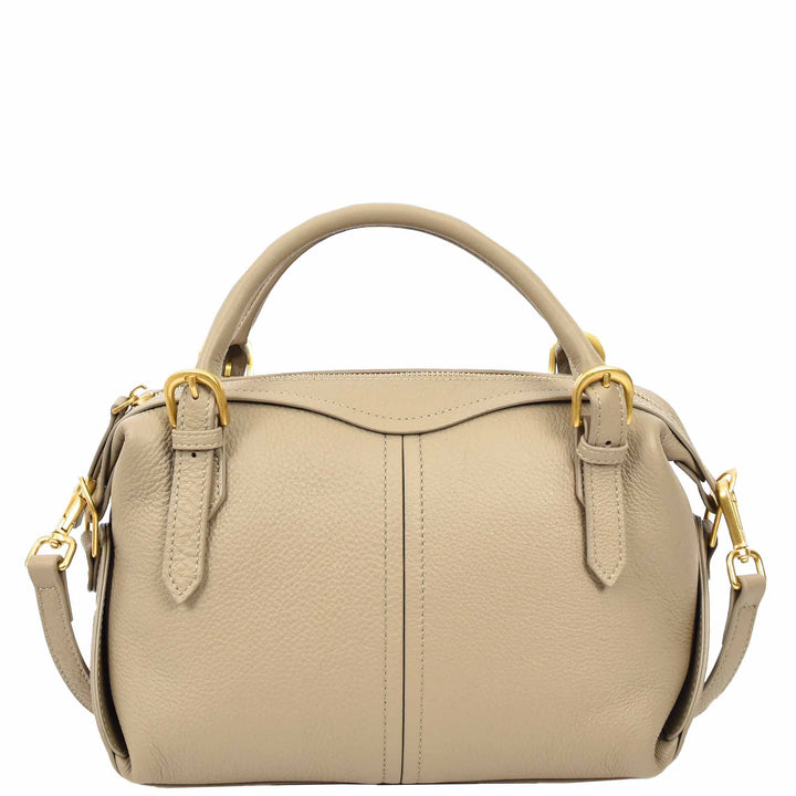 Women's Leather Satchel Handbag Top Handle Crossbody Purse Freya Taupe 2