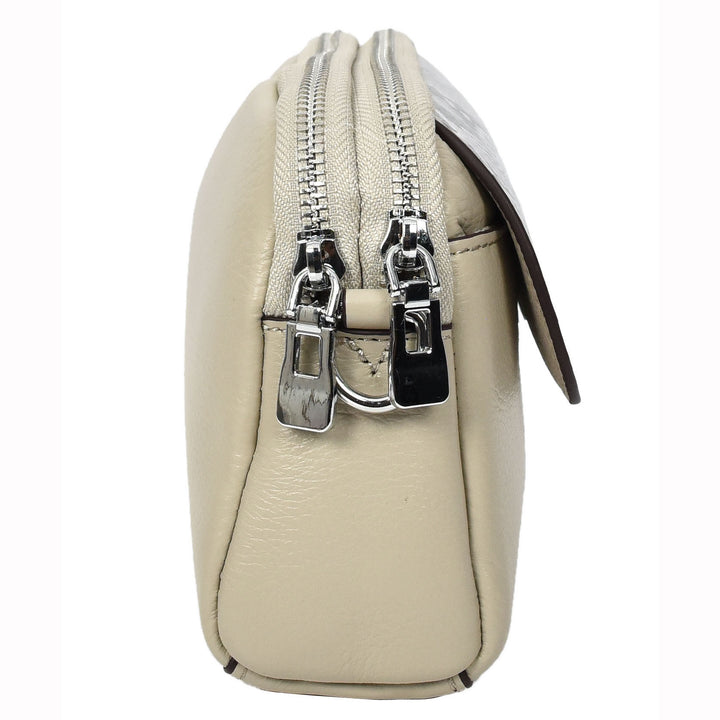 Women's Leather Crossbody Sling Bag Small Exotic Snake-Print Sahara Taupe 3