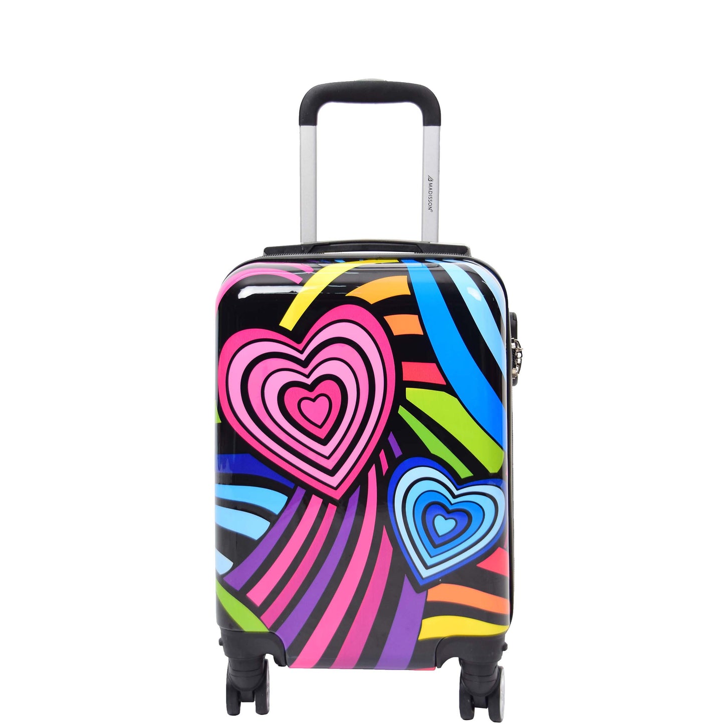 Four Wheels Hard Shell Printed Luggage Hearts Print Underseat 3