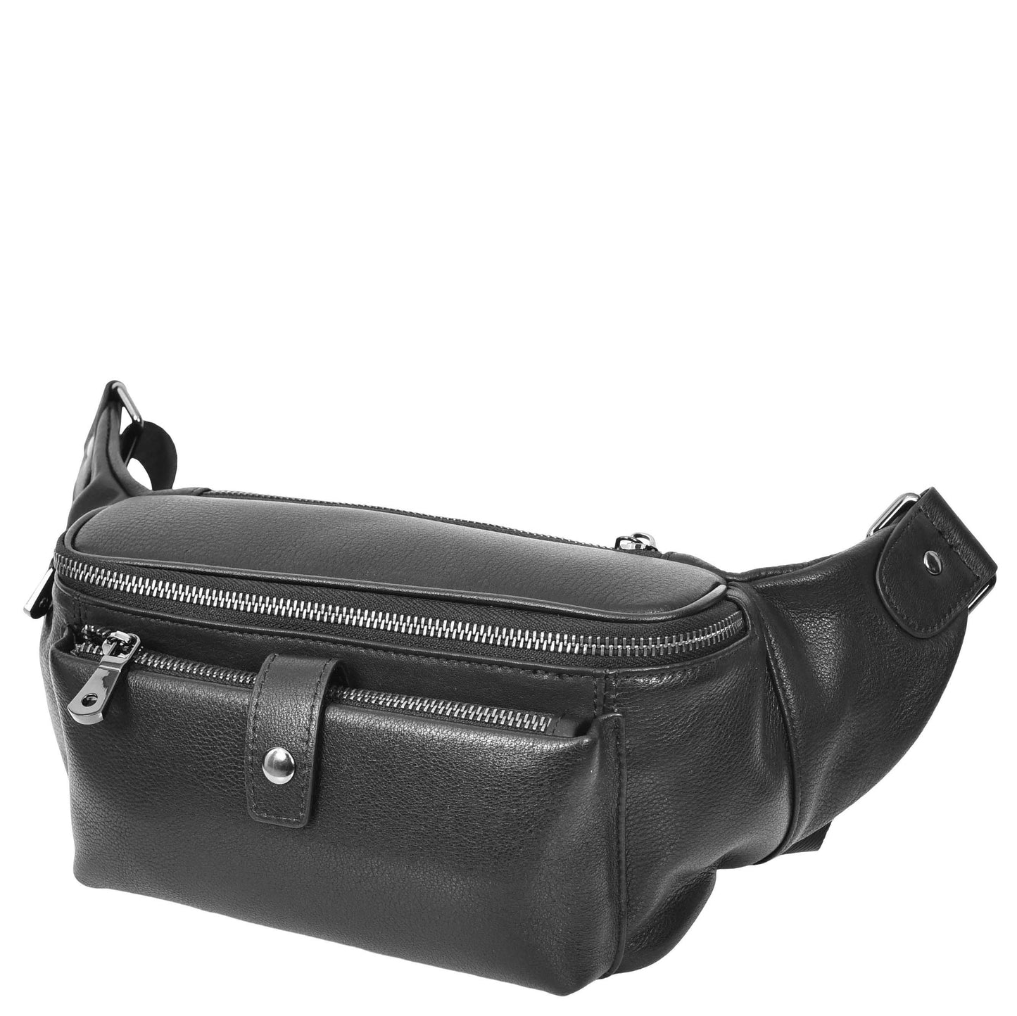 Real Leather Bum Bag Milan Black 2