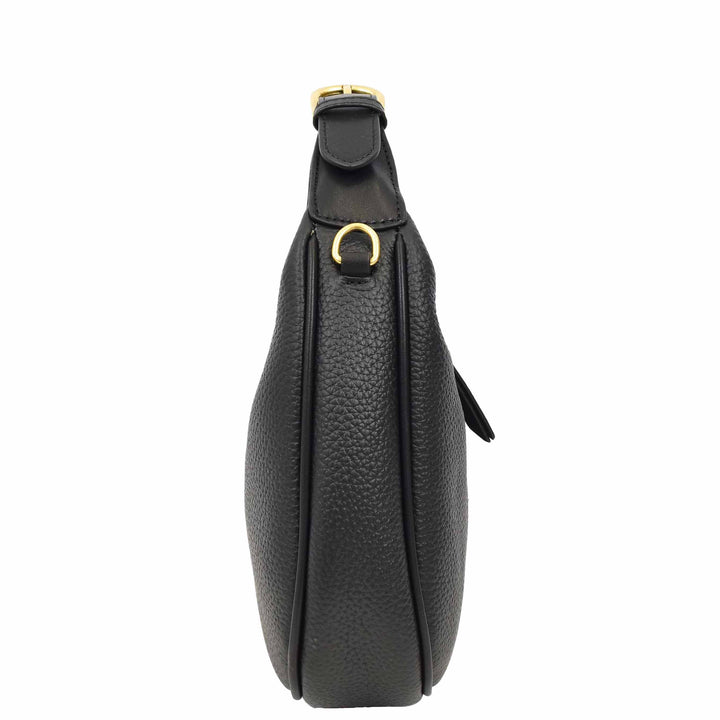 Women's Oval Shoulder Bag Leather Hobo Purse Dakota Black 3