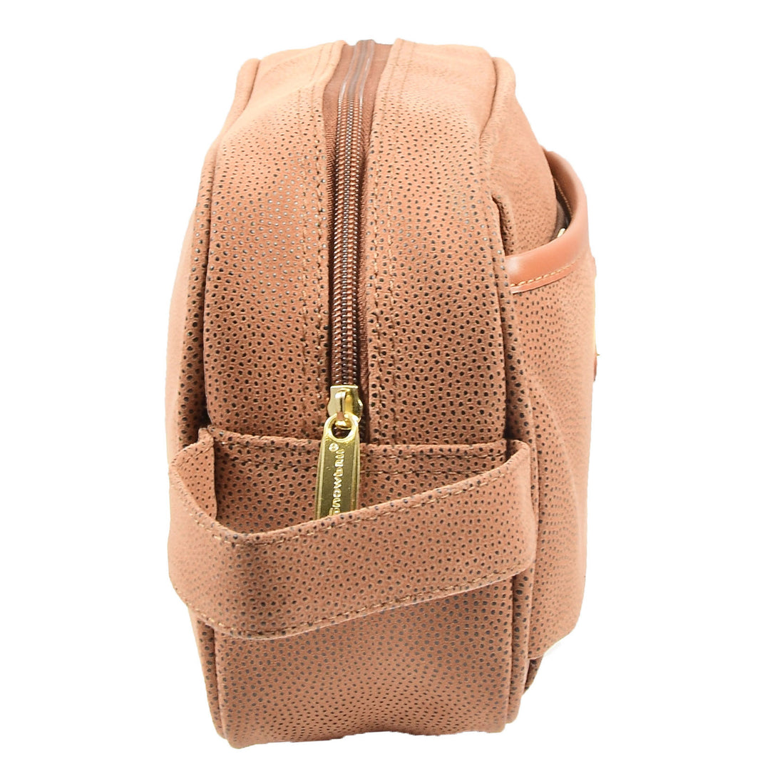 Faux Leather Toiletry Wash Bag Travel HOL8202 Camel 3